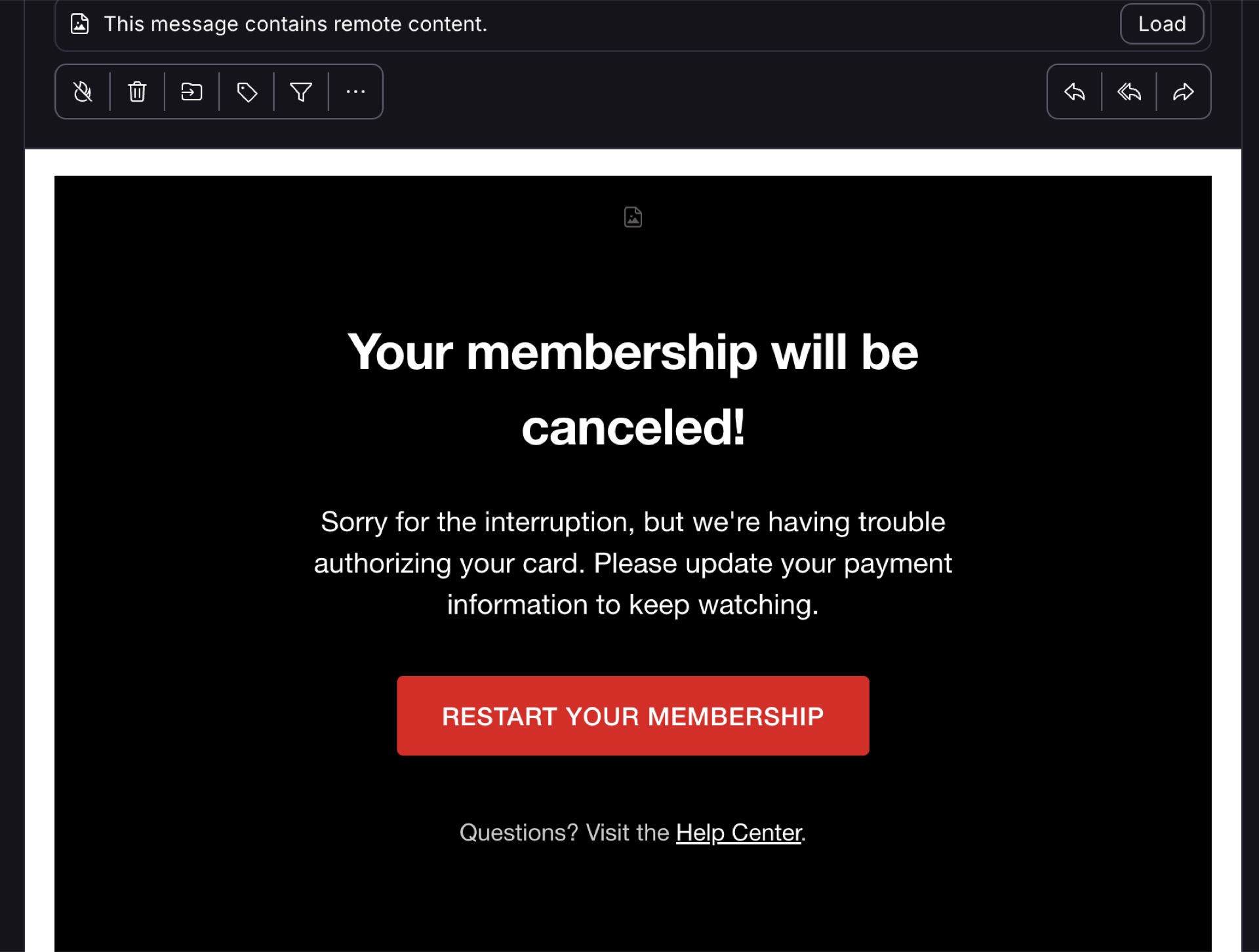 Phishing email
